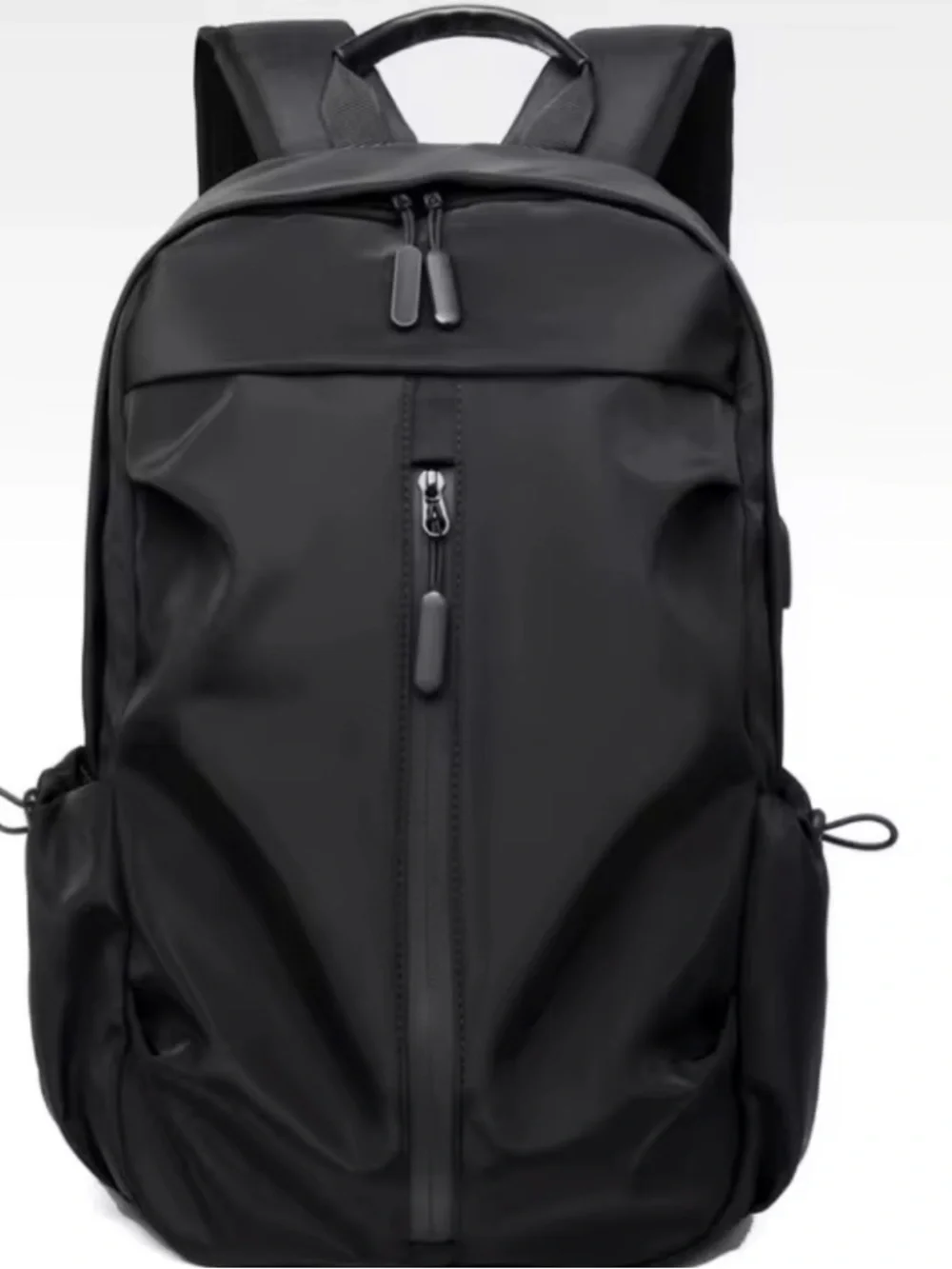 Black Men's Water-Resistant Tech Backpack Sleek Everyday Carry with USB port